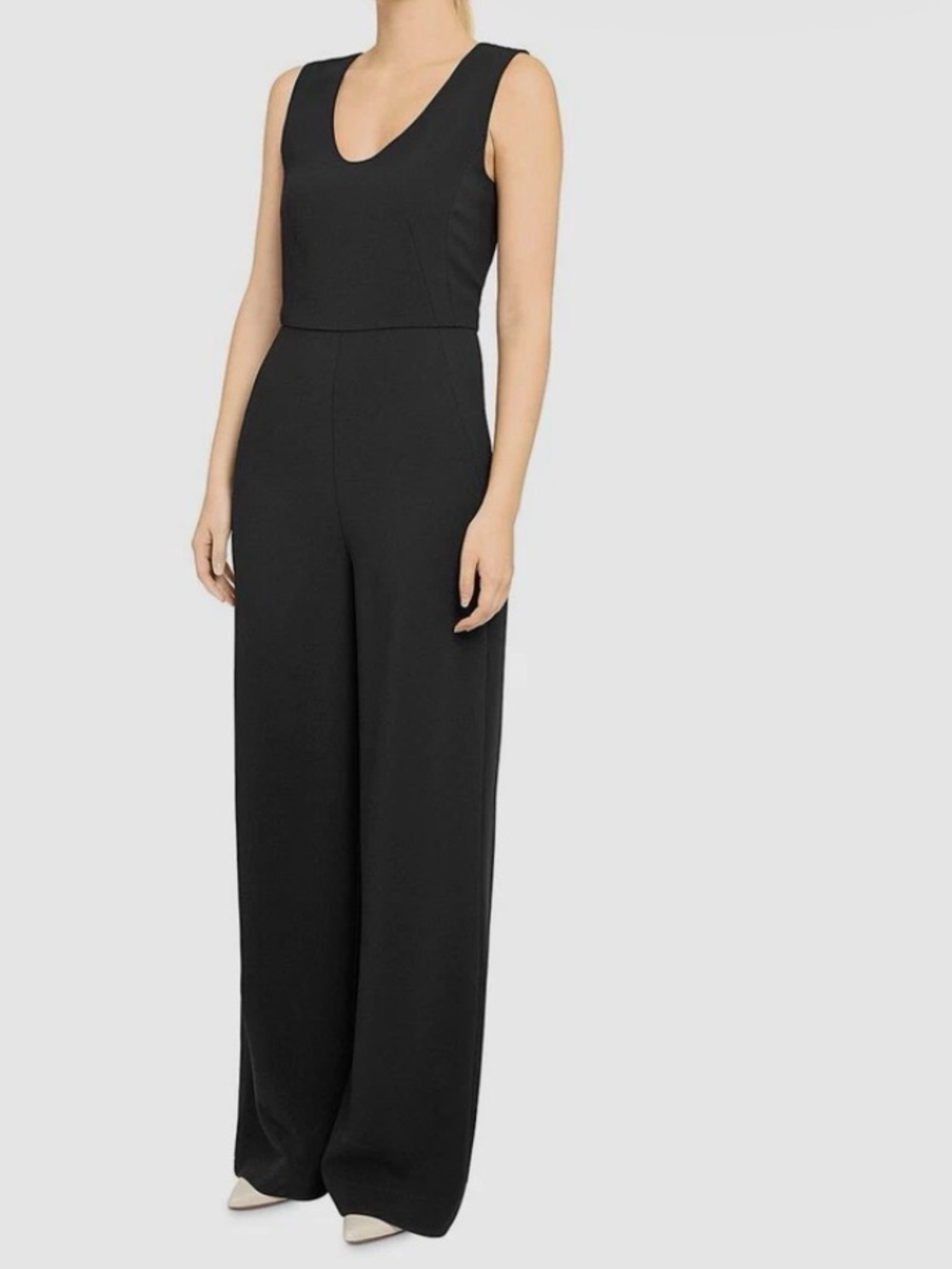 Theory Seamed Jumpsuit Sleeveless Black Wide-Leg Jumpsuit Admiral Crepe NEW NWT